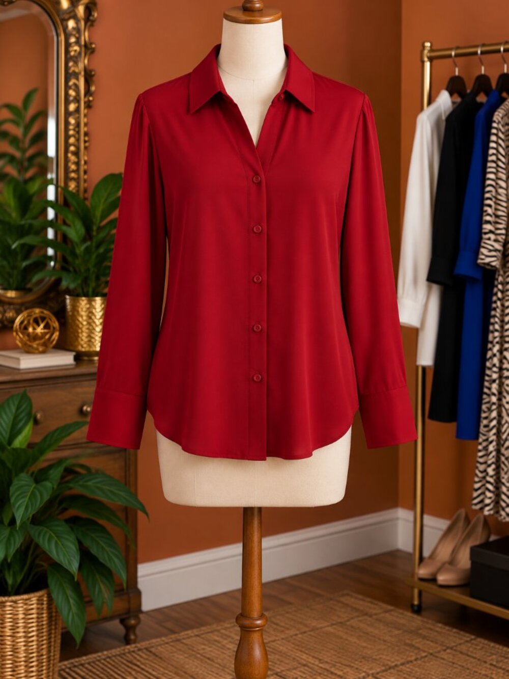 H&M Vibrant Red Button Down Shirt